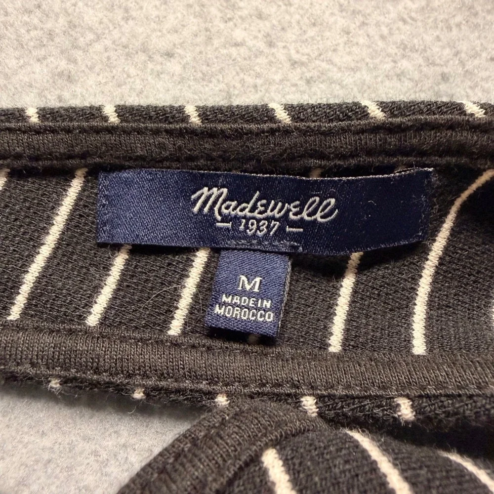 Madewell Black White Striped Fit‎ Flare Dress Sleeveless Racerback Size Medium